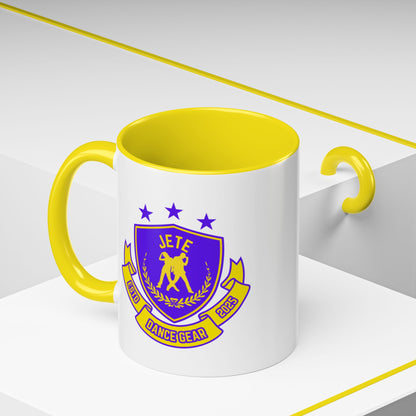 "Jeté Dance Gear Estd 2025" Accent Coffee Mug – Collegiate Style Ceramic Mug for Dancers and Studio Pride