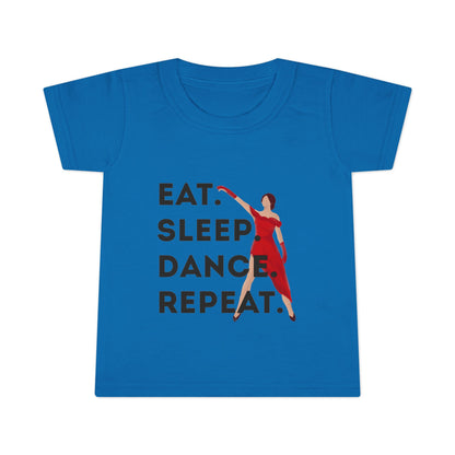 "Eat Sleep Dance Repeat" Toddler T-Shirt – Bold Dancer Graphic Tee for Kids – Short Sleeve Dance Shirt for Toddlers