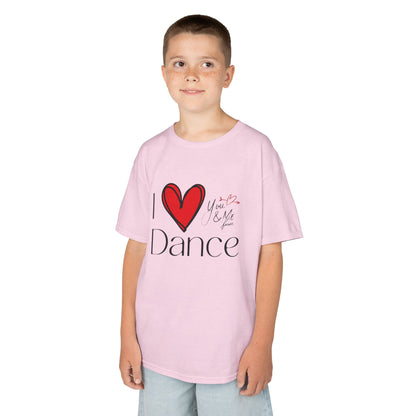 "I Love Dance" Youth Short Sleeve Tee – Hand-Drawn Heart & Note Graphic Dance Lover T-Shirt