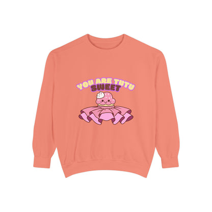 "You Are Tutu Sweet" Unisex Lightweight Crewneck Sweatshirt – Kawaii Cupcake in a Tutu Graphic Pullover for Ballet & Dance Lovers