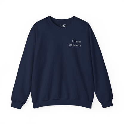 “I Dance en Pointe” - Optional Personalized Sleeve - Ballet Unisex Heavy Blend™ Crewneck Sweatshirt with Front and Back Print