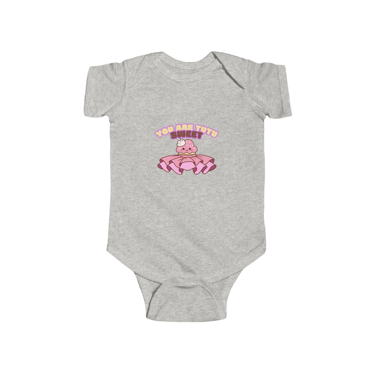 "You Are Tutu Sweet" Infant Short Sleeve Bodysuit – Kawaii Cupcake in Tutu Graphic Baby Outfit for Dance-Loving Families