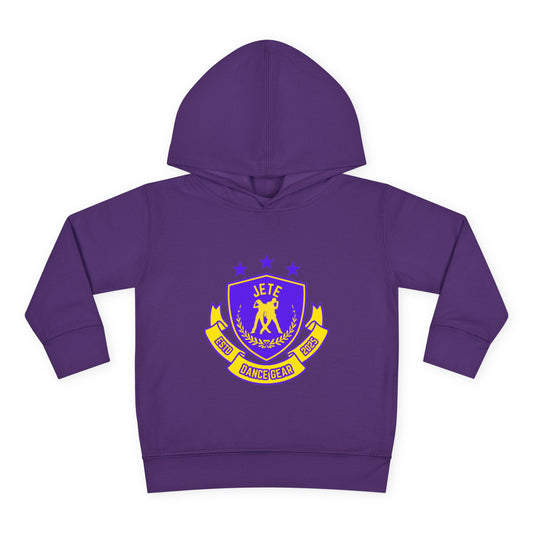 "Jeté Dance Gear" Toddler Pullover Fleece Hoodie – Collegiate-Inspired Dancer Graphic Sweatshirt for Kids
