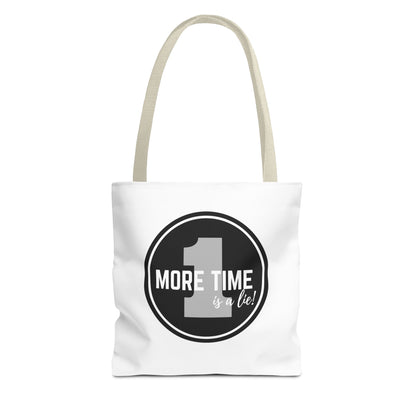 "One More Time is a Lie" Dance Tote Bag – Bold Emblem Graphic Canvas Bag for Dancers, Rehearsals & Everyday Use