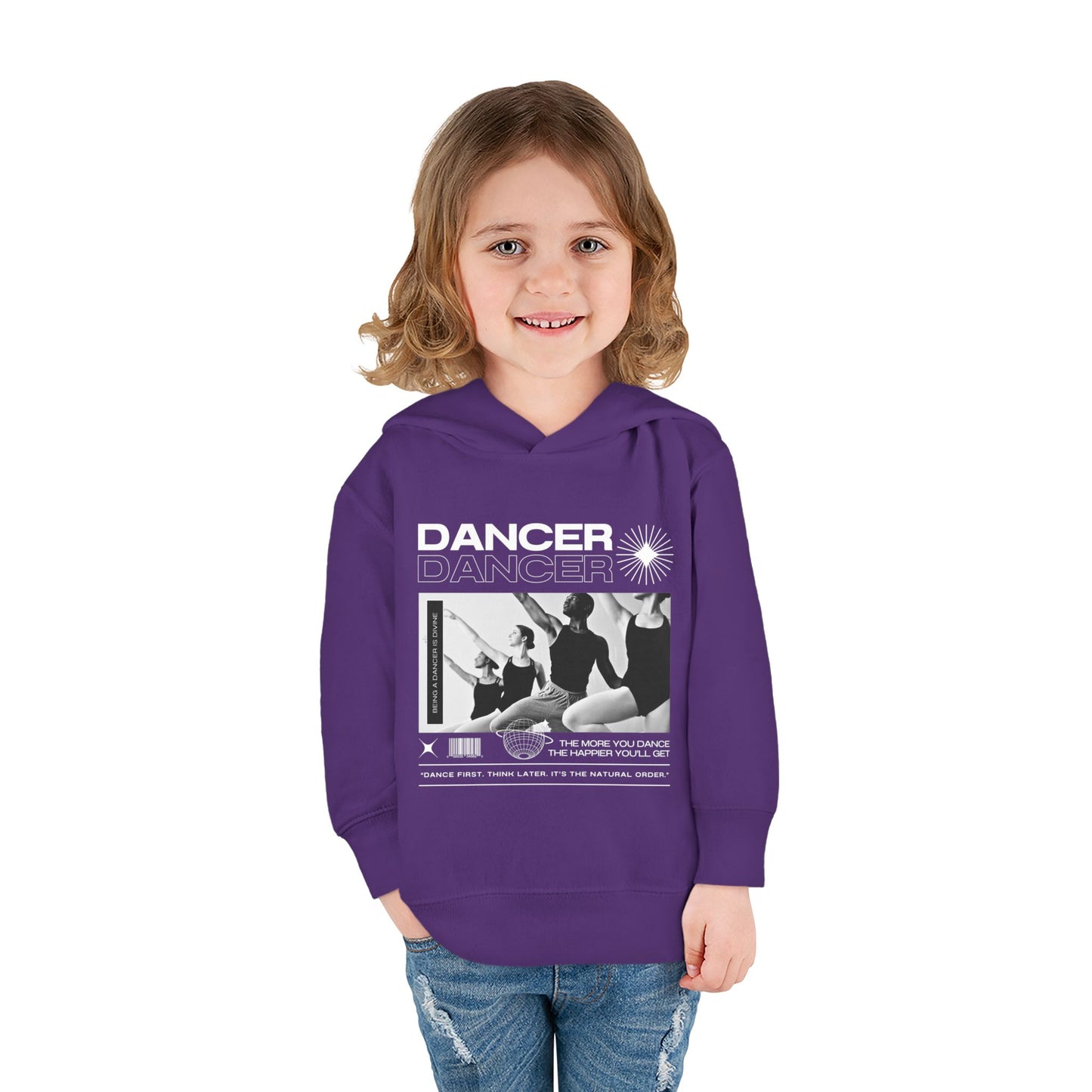 “Dancer” Toddler Pullover Hoodie – Streetwear-Inspired Ballet Barre Graphic Sweatshirt for Kids
