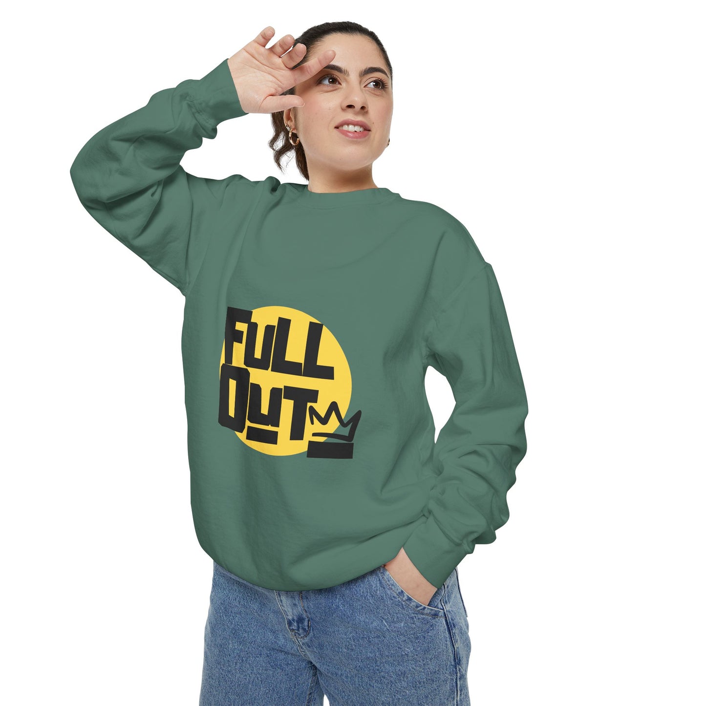 "Full Out" Unisex Lightweight Crewneck Sweatshirt – Bold Streetwear-Inspired Dance Graphic Pullover for Dancers & Performers