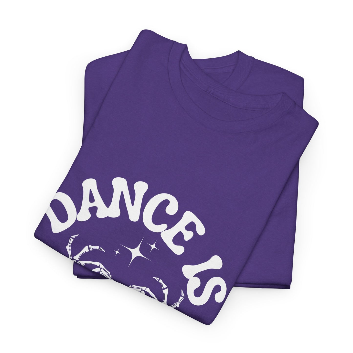 “Dance Is in My Bones” Halloween Dance T-Shirt with Cute Skeleton Heart Graphic - Unisex Heavy Cotton Tee
