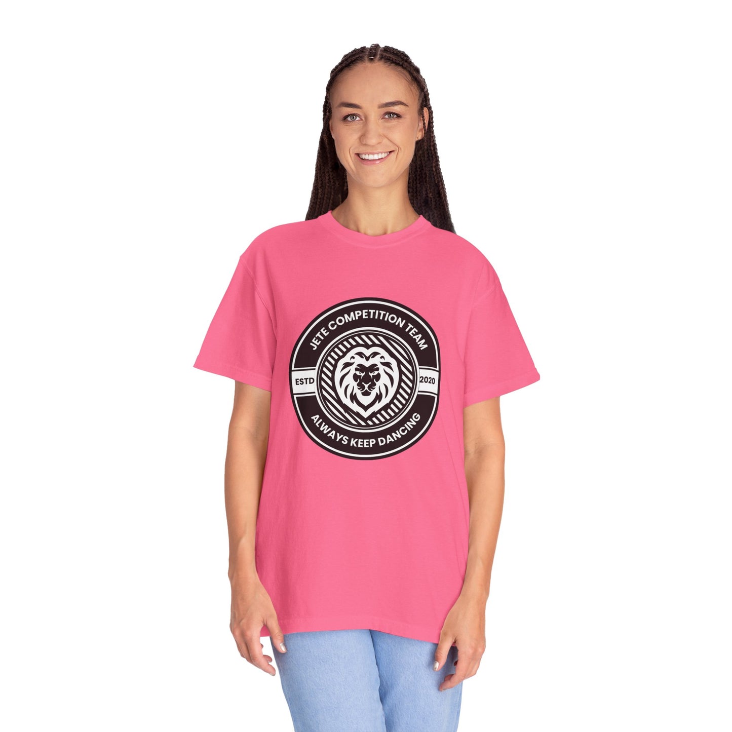 "Jeté Competition Team,  Always Keep Dancing" Unisex Garment-Dyed T-Shirt – Collegiate-Style Dance Graphic Tee – Shirt for Dancers & Teams