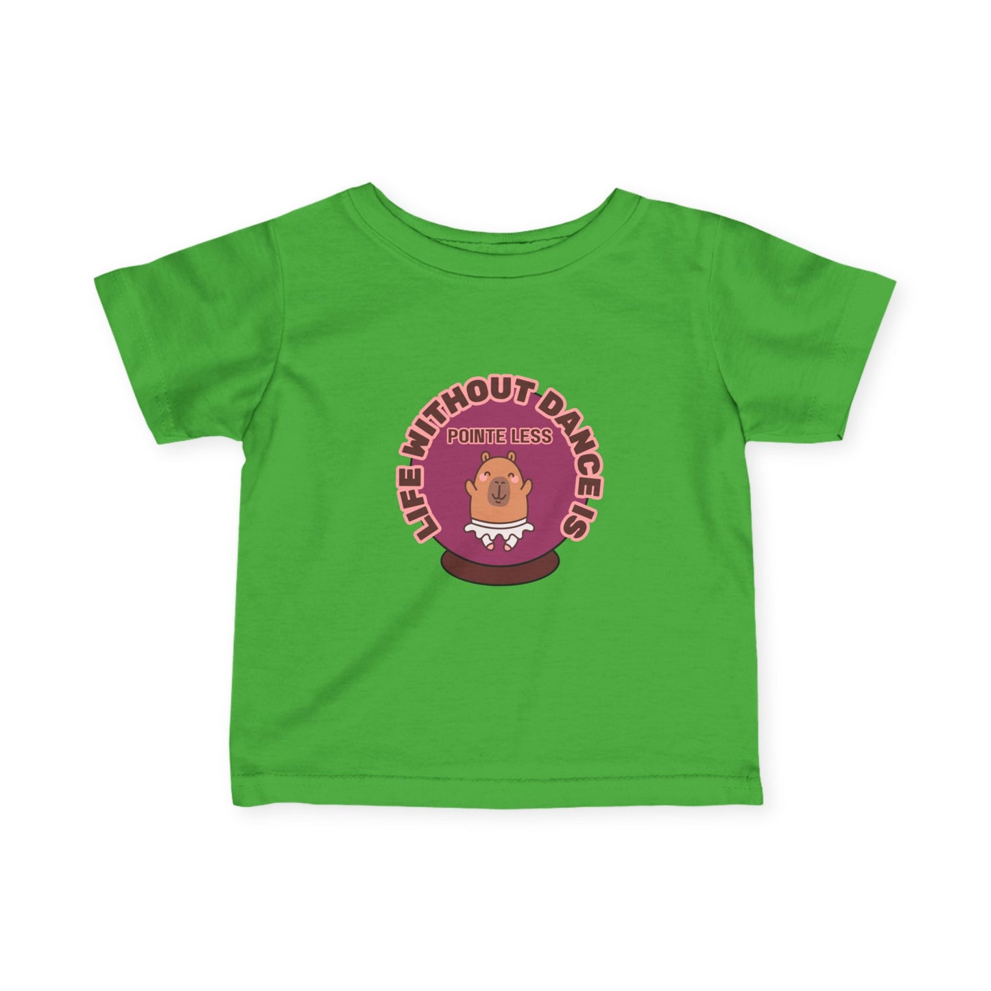 "Life Without Dance is Pointeless" Infant Fine Jersey Tee – Cute Dancing Capybara Baby Dance T-Shirt for Animal-Loving Tiny Movers