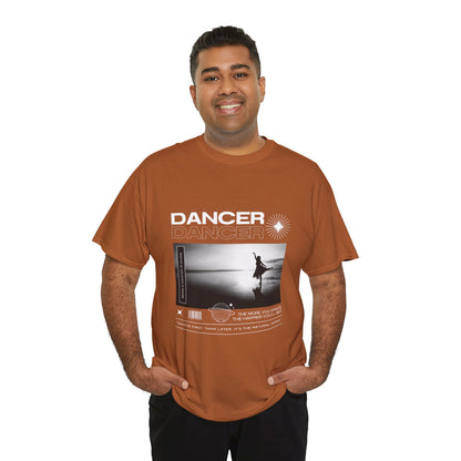 "Dancer" Arabesque Beach Scene Unisex Heavy Cotton Tee – Streetwear-Inspired Ballet Dance Graphic T-Shirt
