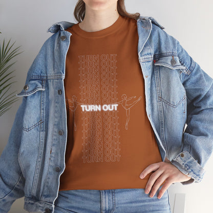 "Turn Out" Ballerina Graphic Unisex Heavy Cotton Tee – Ballet Dance T-Shirt for Dancers & Dance Enthusiasts