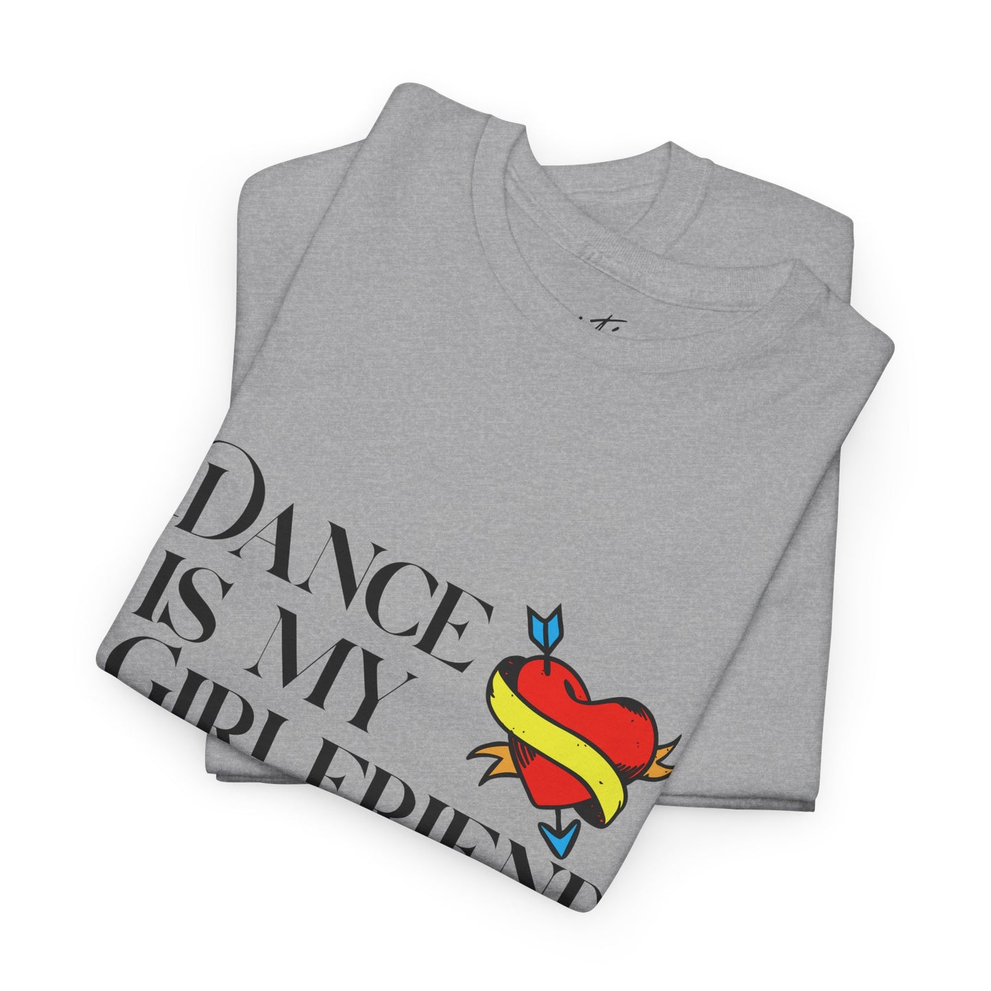 I Love Dance Unisex Heavy Cotton Tee – Hand-Drawn Heart & Note Graphic Dance Lover T-Shirt