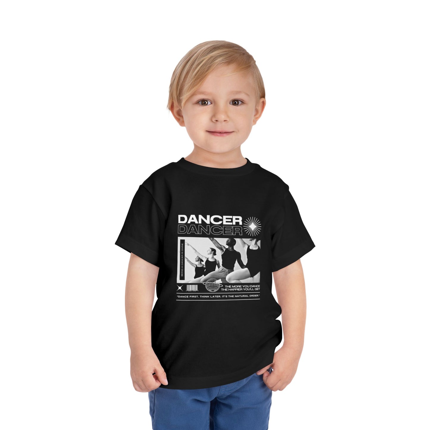 “Dancer" Toddler Short Sleeve T-Shirt – Streetwear-Inspired Ballet Barre Graphic Tee for Young Kids