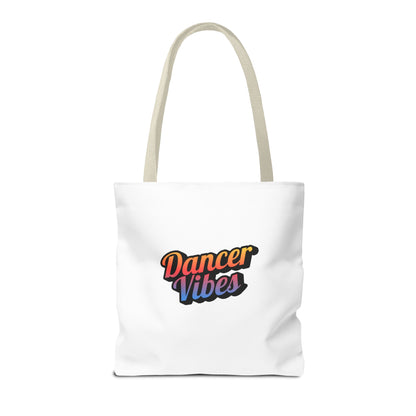 "Dancer Vibes" Canvas Tote Bag – Bold Dance-Themed Text Graphic Bag for Dancers, Students & Everyday Use