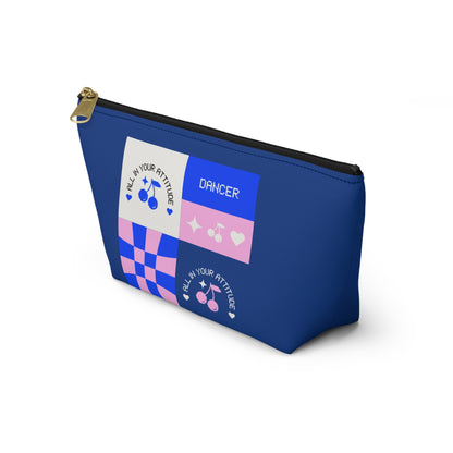 "Dancer - All in Your Attitude" Makeup Bag – Cute Retro Dance Graphic – Inspirational Dance-Themed Zipper Pouch for Cosmetics, Accessories & Gifts