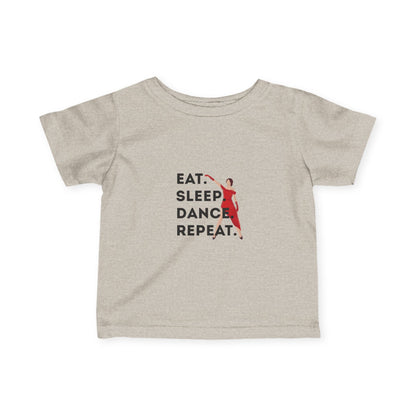 "Eat, Sleep, Dance, Repeat" Infant Fine Jersey Tee – Bold Dancer Graphic Baby Dance T-Shirt for Active Little Performers