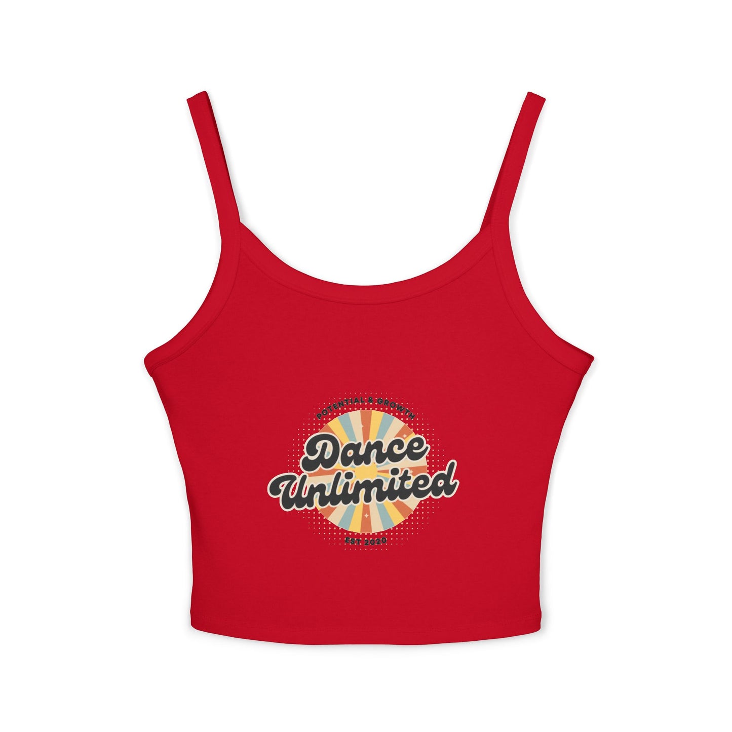 "Dance Unlimited – Potential & Growth" Women’s Spaghetti Strap Tank Top – Retro Dance Graphic | Inspirational Studio Apparel for Dancers & Performers
