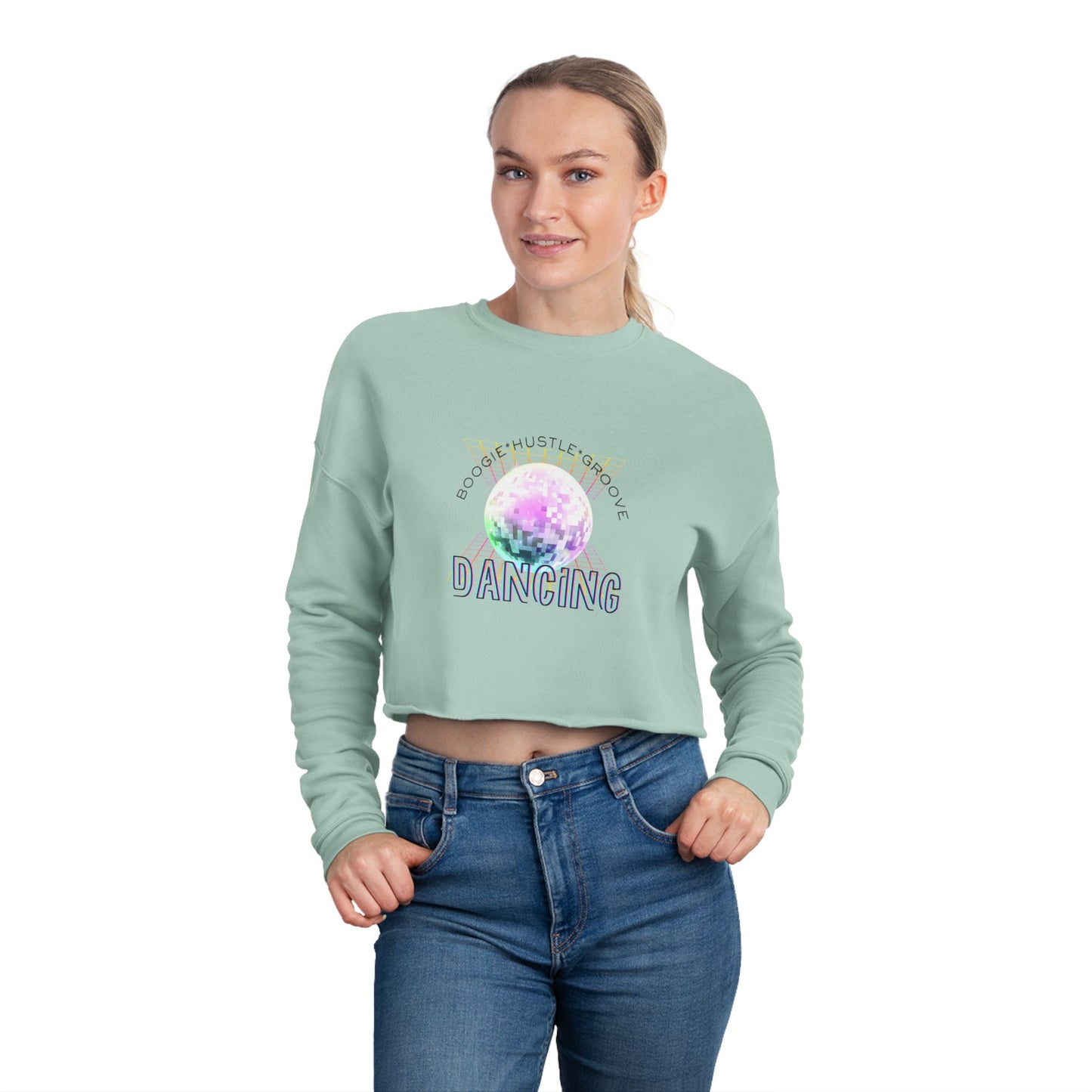 "Boogie, Hustle, Groove - Dancing" Streetwear Dance Graphic – Women’s Cropped Fleece Sweatshirt