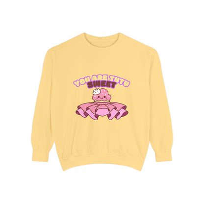 "You Are Tutu Sweet" Unisex Lightweight Crewneck Sweatshirt – Kawaii Cupcake in a Tutu Graphic Pullover for Ballet & Dance Lovers