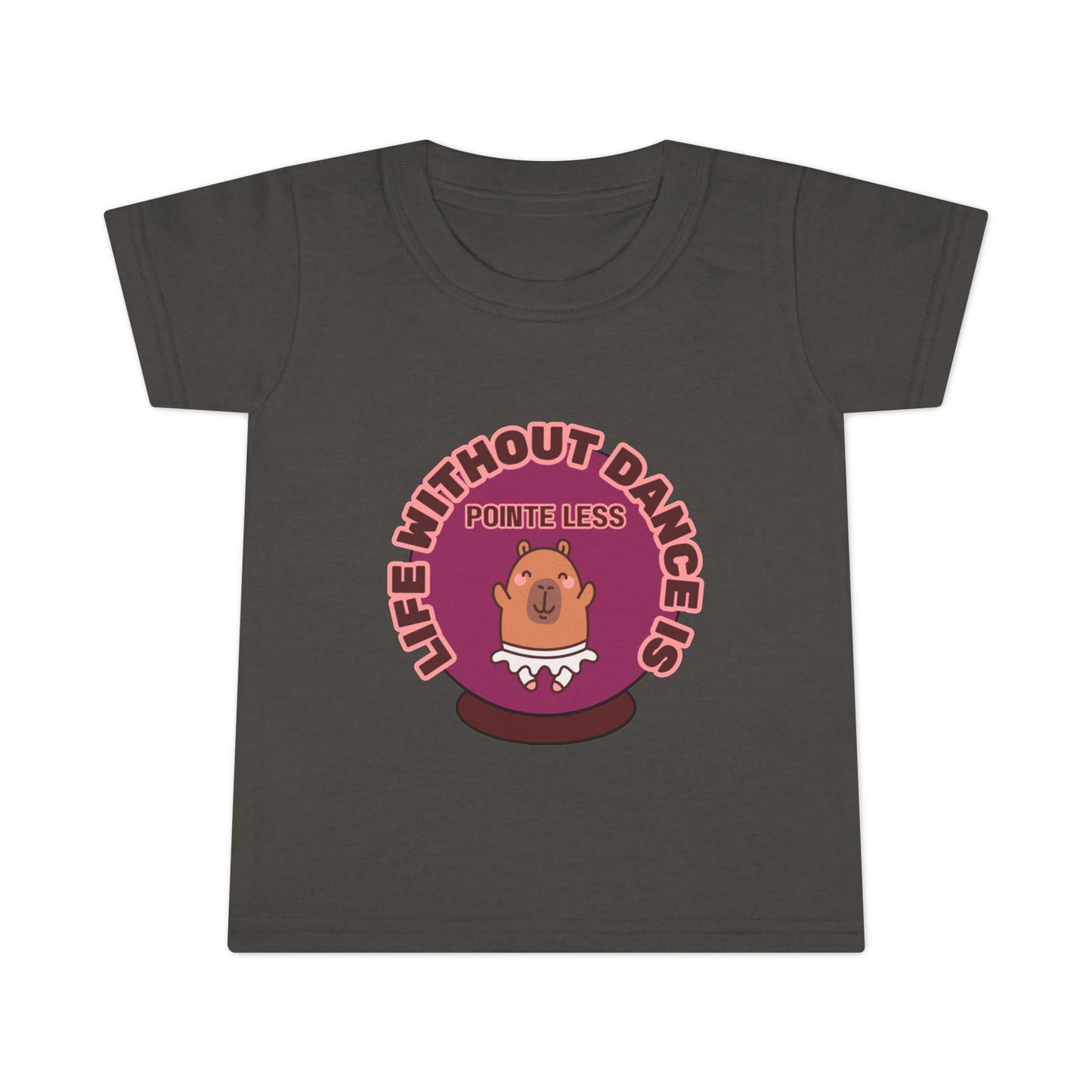 "Life Without Dance Is Pointeless" Toddler Dance T-Shirt – Cute Dancing Capybara Graphic Short Sleeve Tee for Kids