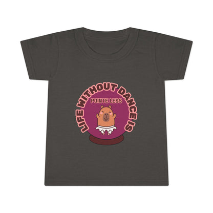 "Life Without Dance Is Pointeless" Toddler Dance T-Shirt – Cute Dancing Capybara Graphic Short Sleeve Tee for Kids