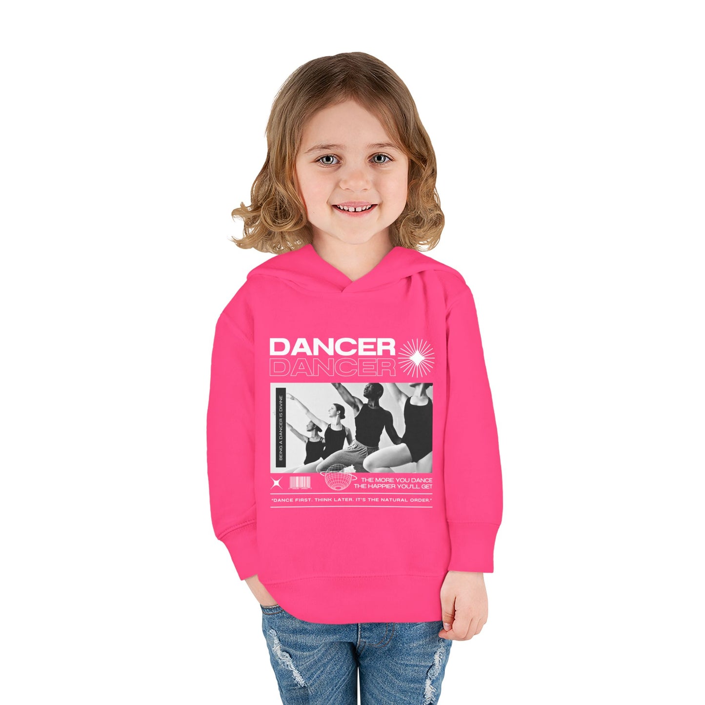 “Dancer” Toddler Pullover Hoodie – Streetwear-Inspired Ballet Barre Graphic Sweatshirt for Kids