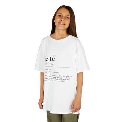 Jeté Definition Youth Short Sleeve Tee – Ballet Term Graphic Dance T-Shirt for Kids & Teens, Personalized with Name or Studio