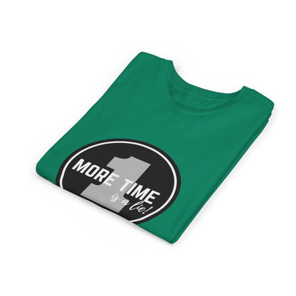 “One More Time is a Lie” Bold Emblem Dancer Graphic T-Shirt for Kids – Funny Dance Rehearsal Shirt - Youth Dance Tee