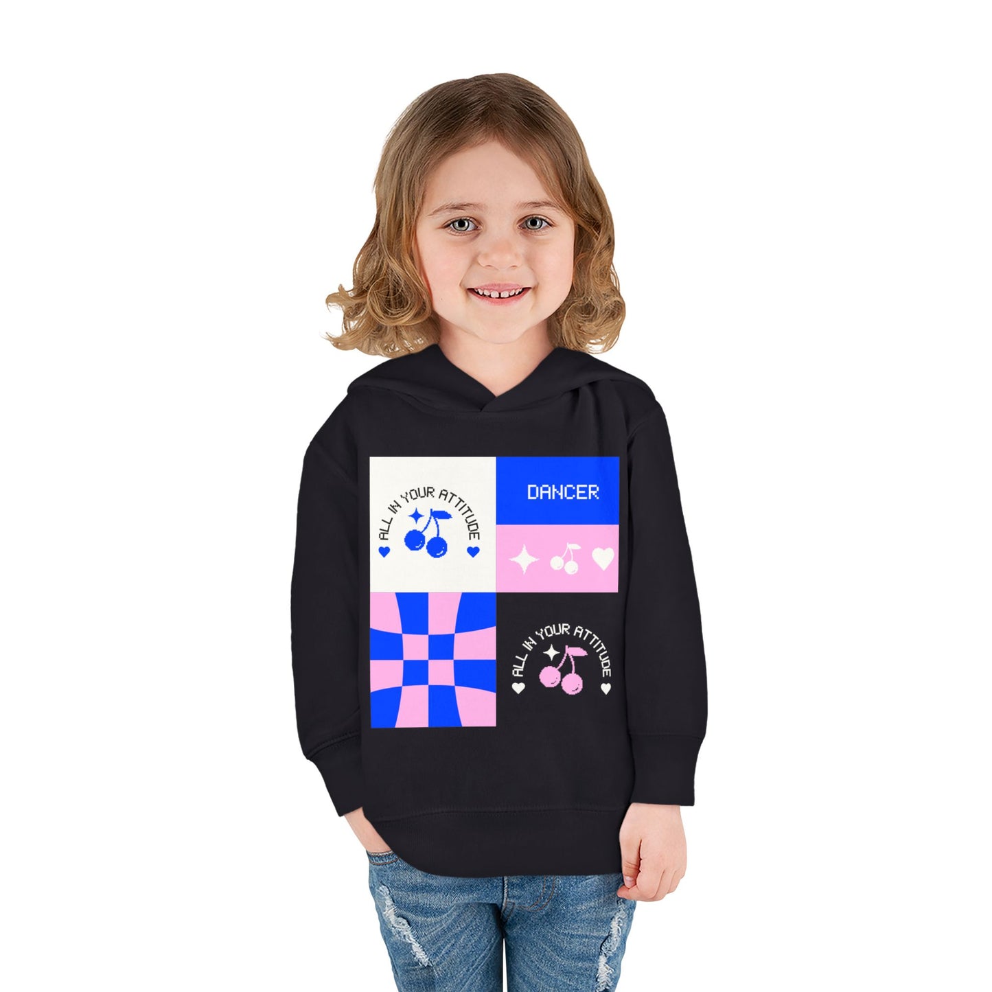 "Dancer – All in Your Attitude" Toddler Pullover Hoodie – Retro Dance Graphic Fleece Sweatshirt for Kids