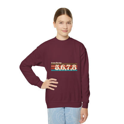 "From the Top and 5, 6, 7, 8" – Retro Dance Youth Crewneck Sweatshirt | Kids Dance Practice Pullover