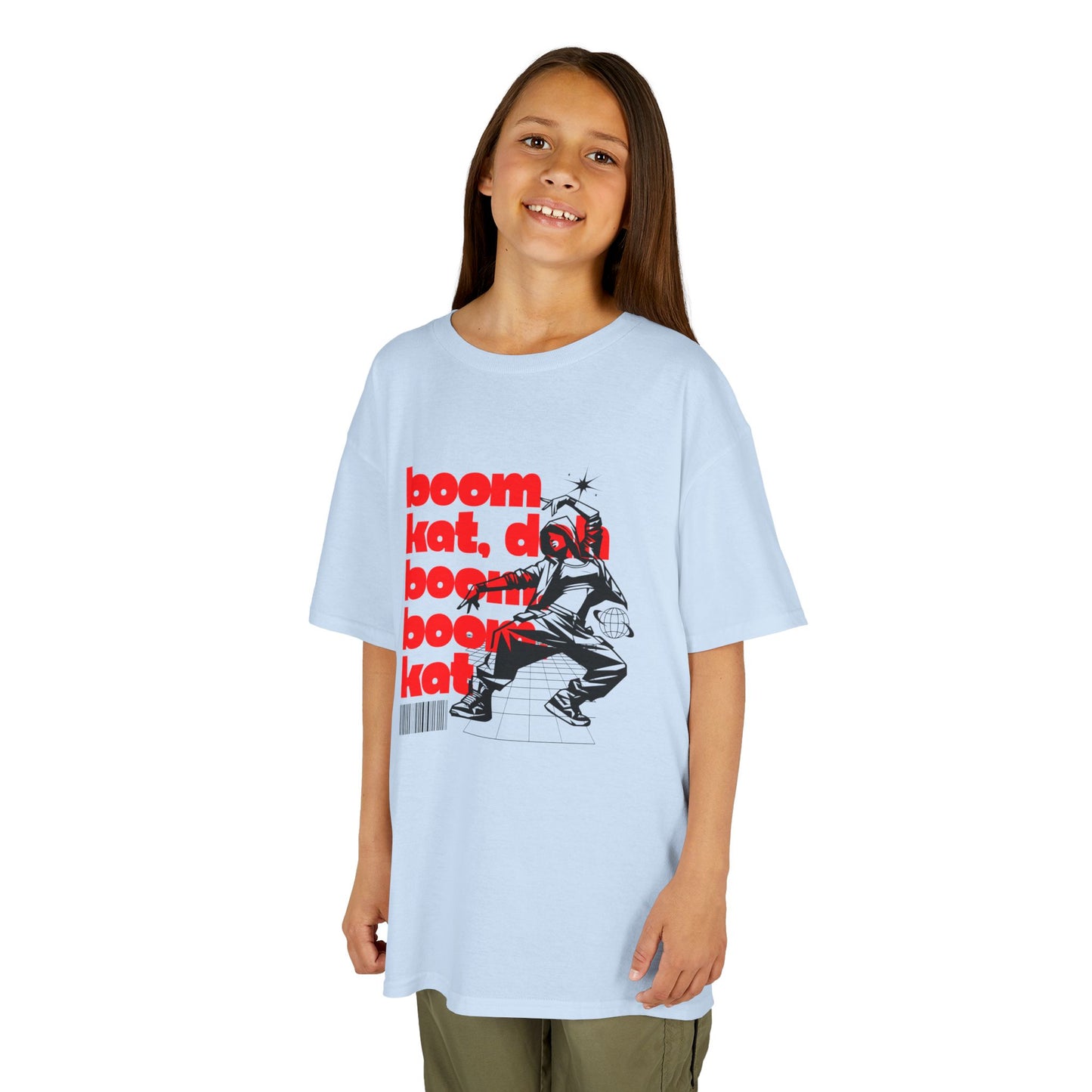 “Boom Kat Youth Short Sleeve Dance T-Shirt – Bold Streetwear-Inspired Graphic Tee for Kids