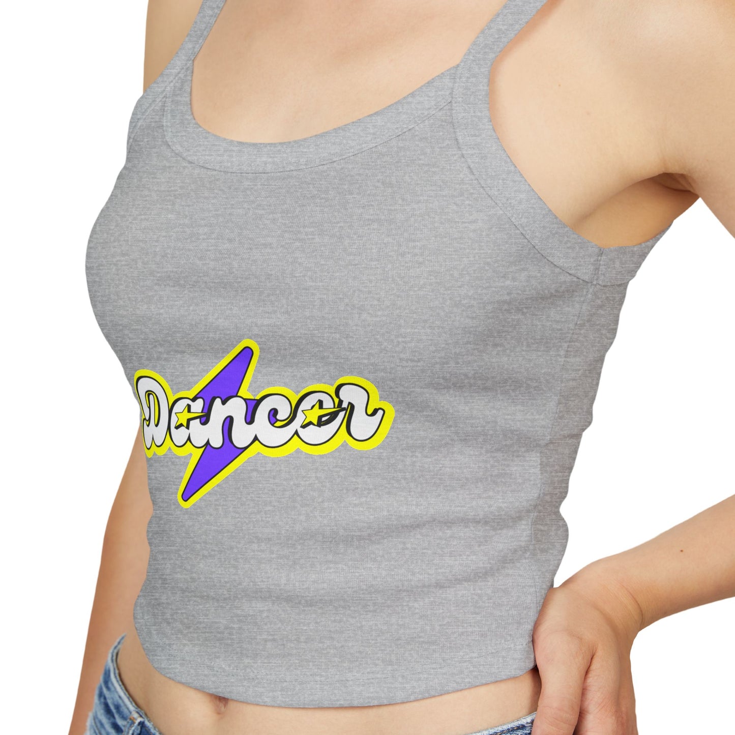 "Dancer" Women’s Spaghetti Strap Tank Top – Superhero-Inspired Dancer Graphic | Empowering Dance Apparel for Strong & Stylish Performers