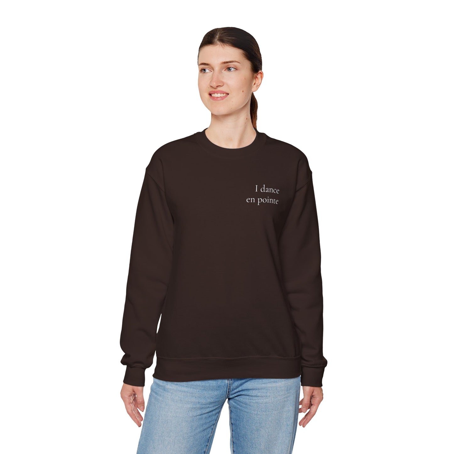 “I Dance en Pointe” - Optional Personalized Sleeve - Ballet Unisex Heavy Blend™ Crewneck Sweatshirt with Front and Back Print