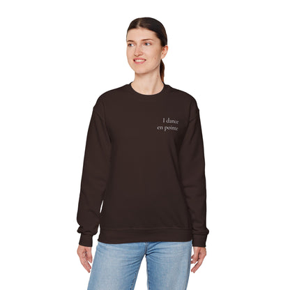 “I Dance en Pointe” - Optional Personalized Sleeve - Ballet Unisex Heavy Blend™ Crewneck Sweatshirt with Front and Back Print