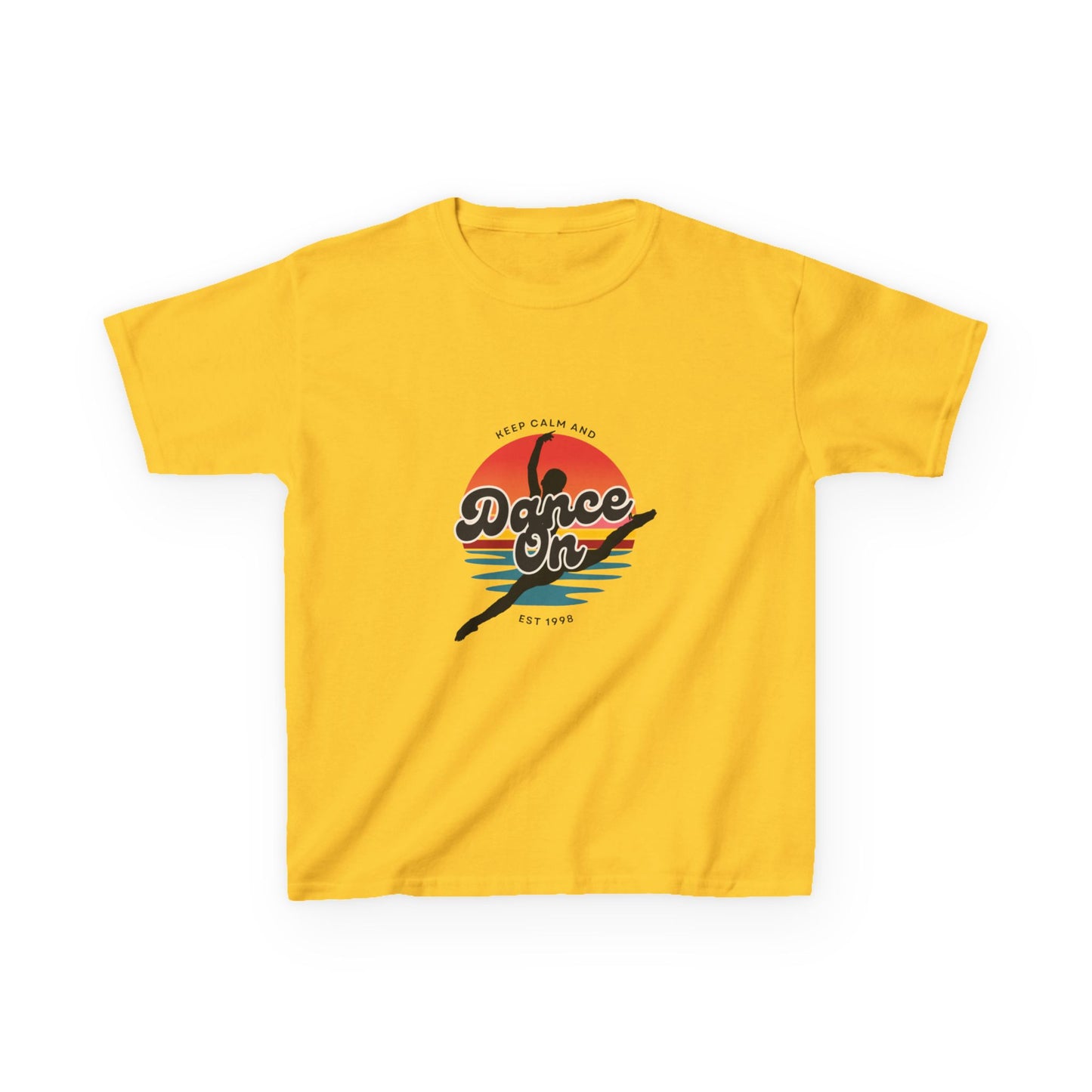 "Keep Calm and Dance On" Youth Short Sleeve Tee – Retro Graphic Dance Shirt for Kids and Young Performers