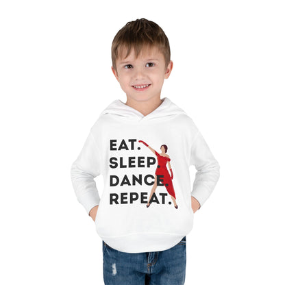 "Eat Sleep Dance Repeat" Toddler Dance Hoodie – Bold Dancer Graphic Fleece Pullover for Kids