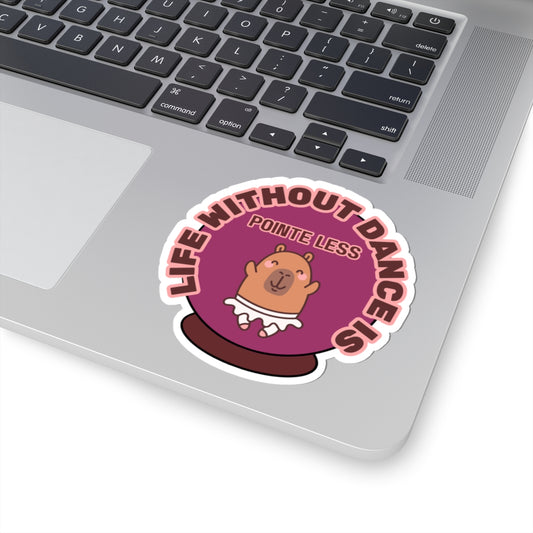 "Life Without Dance is Pointeless" Spiral Notebook – Cute Capybara Dancer Graphic – Dance-Themed Kiss-Cut Sticker for Dancers, Students & Creatives