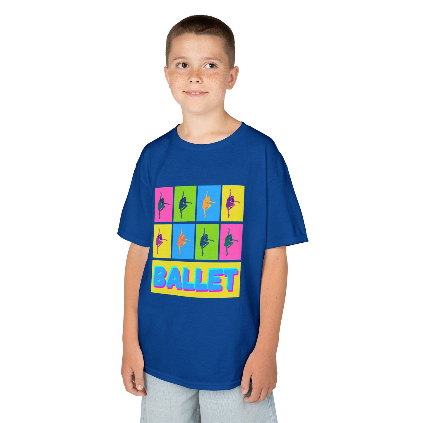 "Ballet" Youth Short Sleeve T-Shirt – Pop Art Inspired Design with Ballet Dancer Graphics – Dance Apparel for Kids