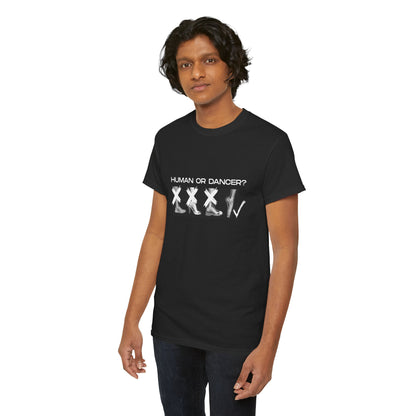 “Human or Dancer” X-Ray Pointe Shoe T-Shirt – Cute Ballet-Inspired Unisex Heavy Cotton Tee with Optional Back Personalization (Name or Studio)
