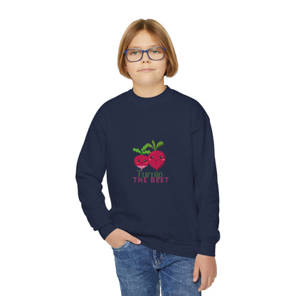 "Turnip the Beet" Youth Crewneck Dance Sweatshirt – Cute Veggie Graphic Pullover for Dancers & Kids 🥕🩰🌈