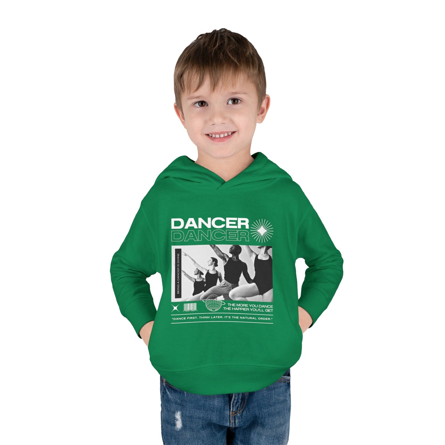“Dancer” Toddler Pullover Hoodie – Streetwear-Inspired Ballet Barre Graphic Sweatshirt for Kids