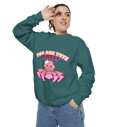 "You Are Tutu Sweet" Unisex Lightweight Crewneck Sweatshirt – Kawaii Cupcake in a Tutu Graphic Pullover for Ballet & Dance Lovers