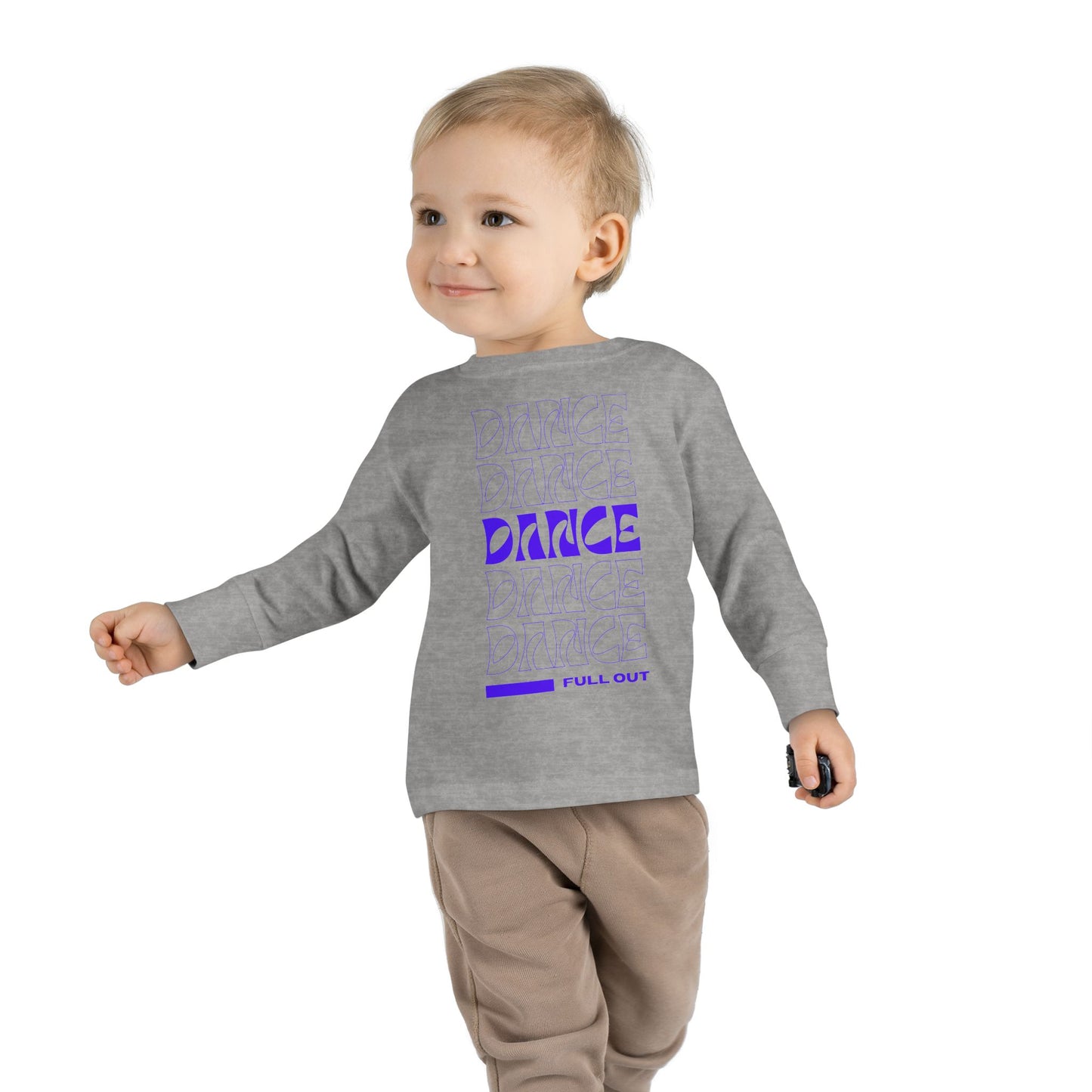 "Dancer – Full Out" Toddler Long Sleeve Dance Tee – Bold Motivational Graphic Shirt for Young Movers