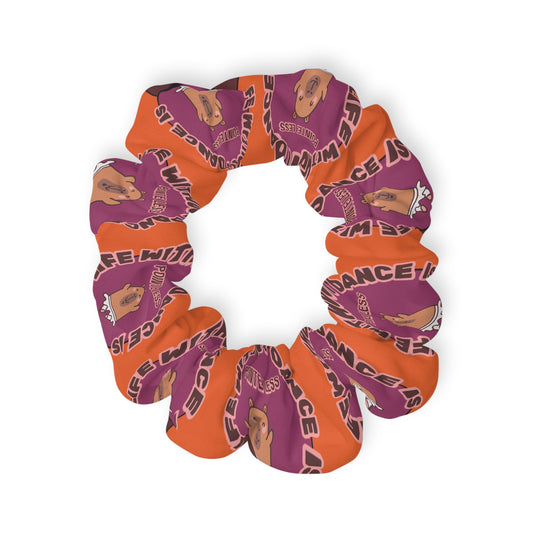 “Life Without Dance Is Pointeless” Scrunchie – Funny Ballet Pun Hair Accessory with Cute Dancing Capybara Graphic