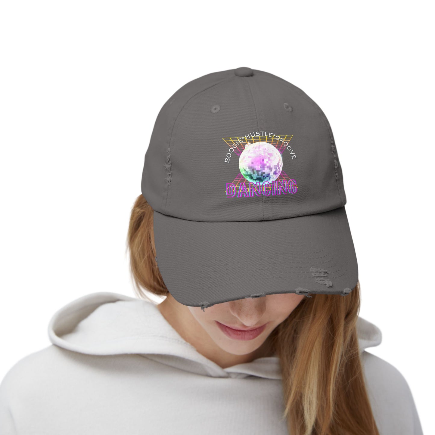 "Boogie, Hustle, Groove - Dancing" Streetwear Embroidered Design – Unisex Distressed Dance Cap