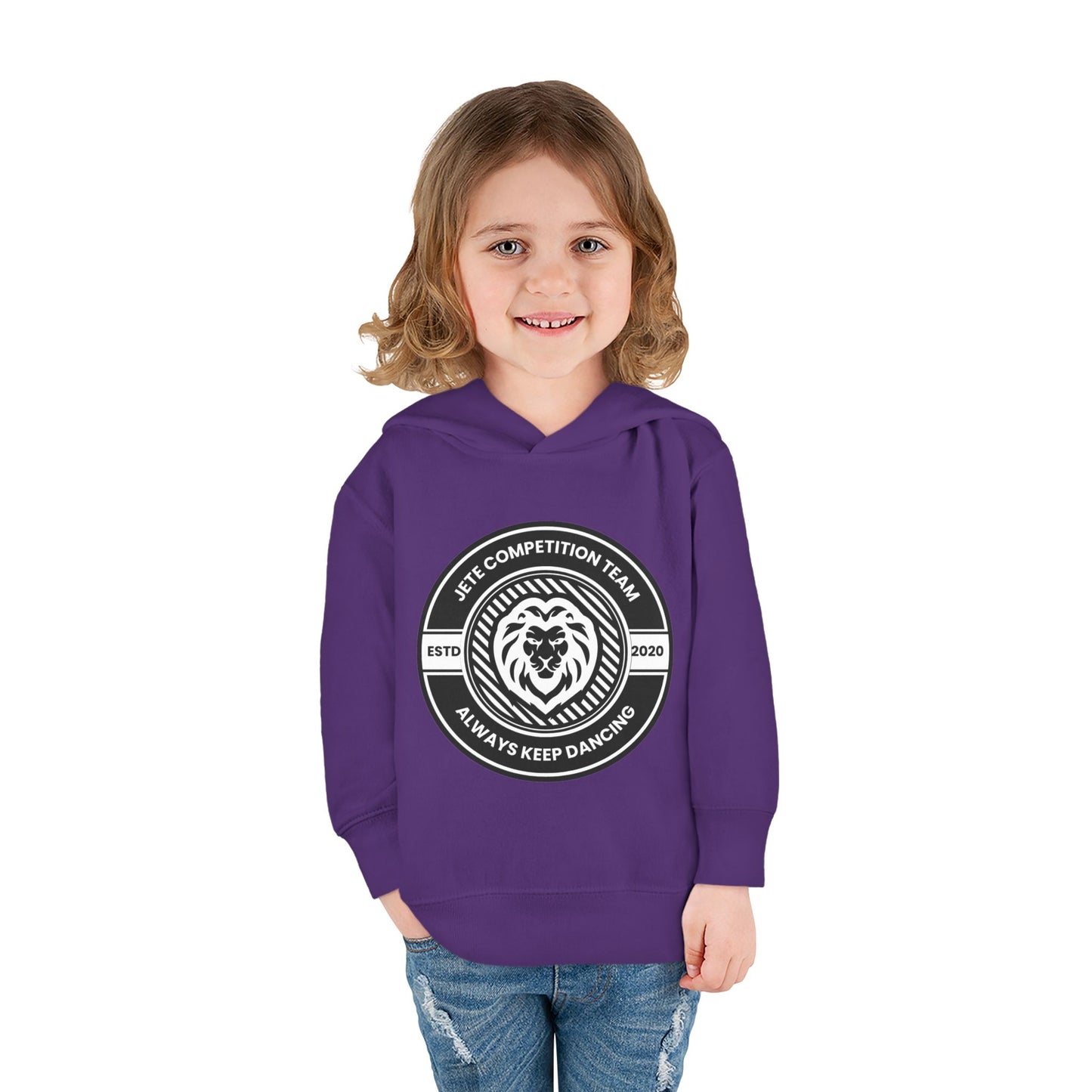 “Jeté Competition Team: Always Keep Dancing” Toddler Pullover Fleece Hoodie – Collegiate Dance Graphic |  Sweatshirt for Kids