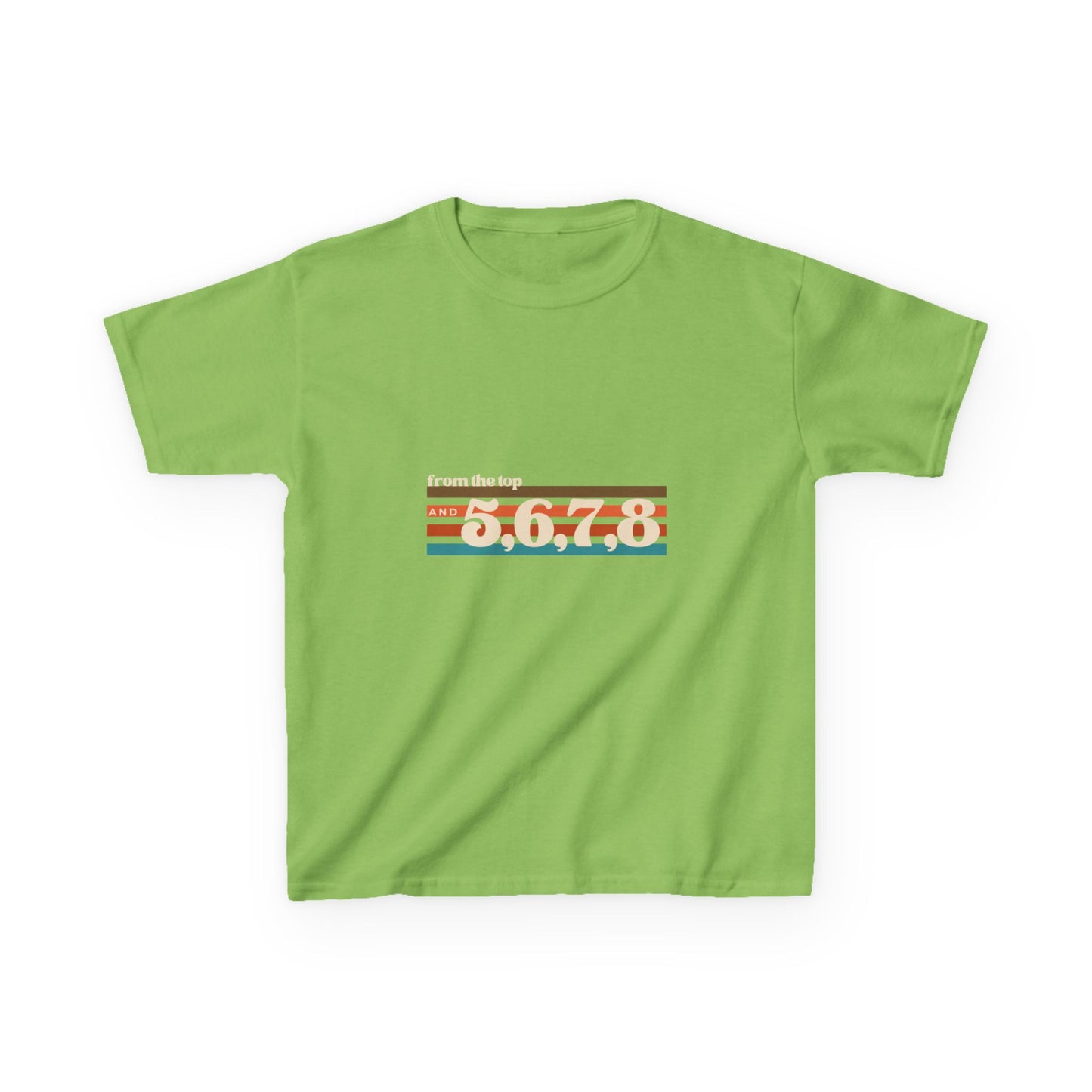 “From the Top and 5, 6, 7, 8” Youth Short Sleeve Tee – Retro Graphic Dance Shirt for Kids and Young Performers