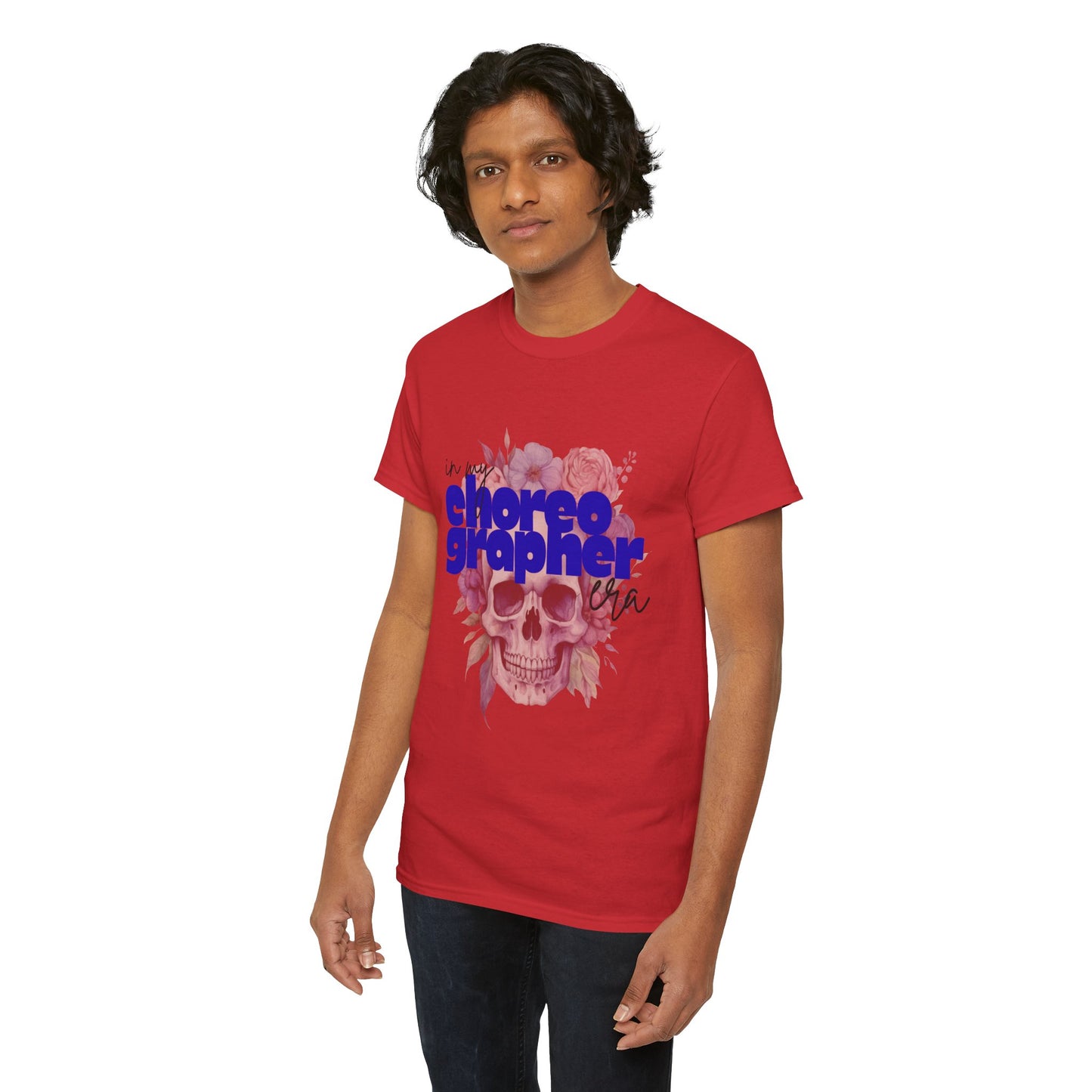 "In My Choreographer Era" Skull Floral Tee – Unisex Heavy Cotton Dance T-Shirt with Cool Gothic Graphic