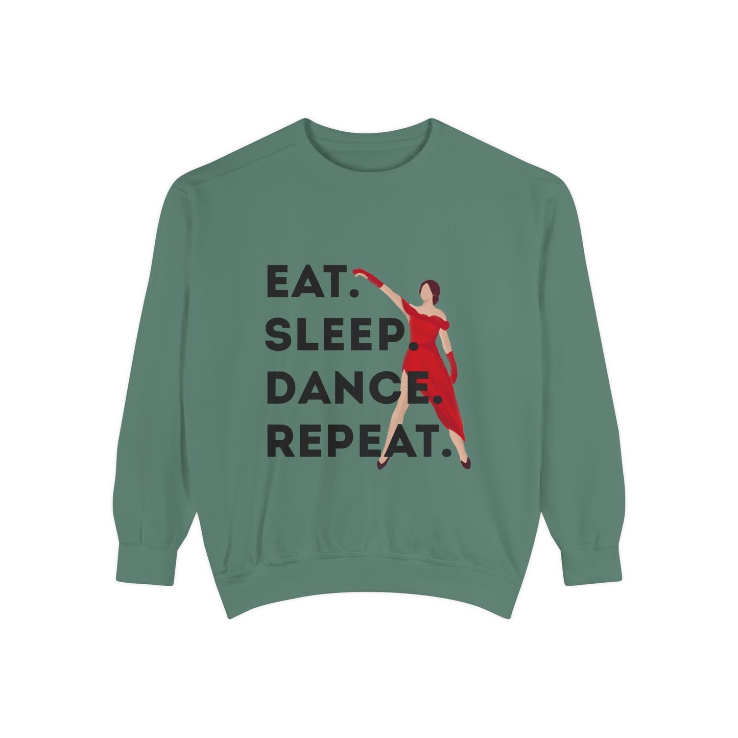 "Eat, Sleep, Dance, Repeat" Unisex Lightweight Crewneck Sweatshirt – Bold Dance Graphic Pullover for Dancers & Studio Life Enthusiasts
