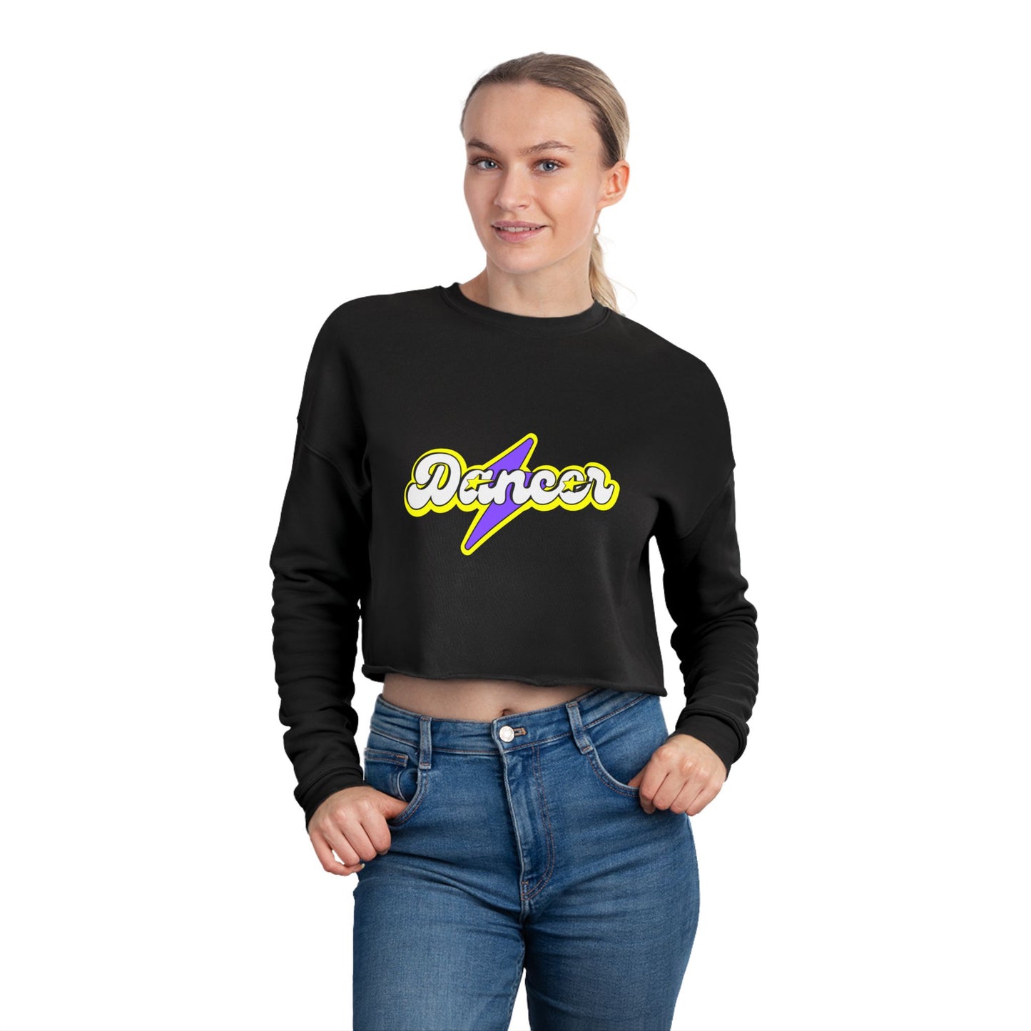 "Dancer" Women’s Cropped Dance Sweatshirt – Superhero-Inspired Graphic | Bold Dance Apparel for Strong, Empowered Movers